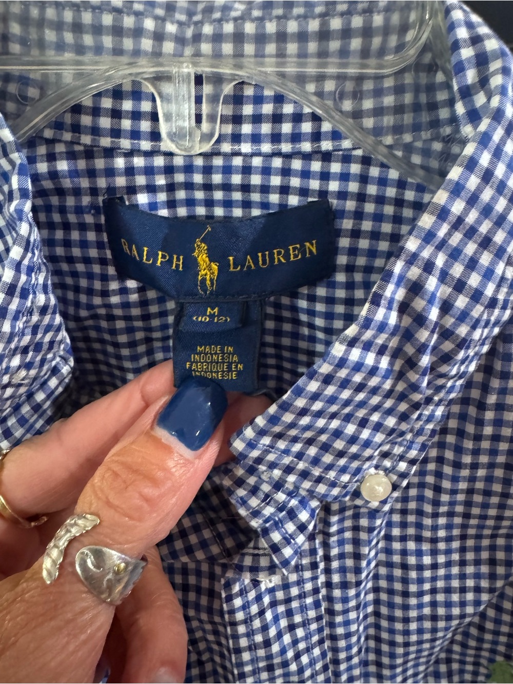 Ralph Lauren Blue & White Gingham Button-Down Shirt